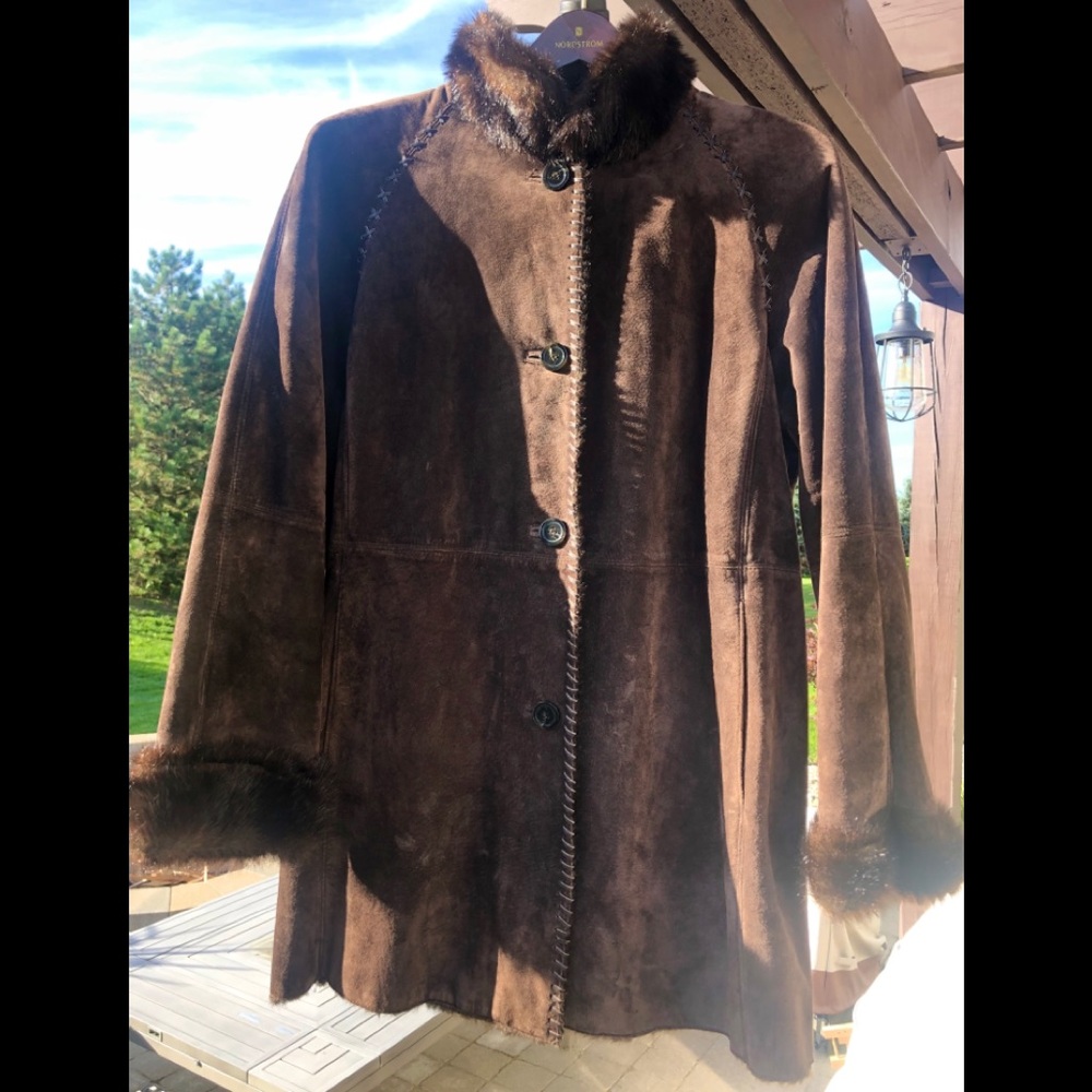 Brown Fur-Trimmed Women's Coat